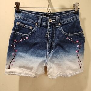 REVOLT  Embroidered Denim Ombre Shorts Junior Size 14